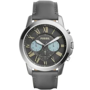 Fossil Men’s Chronograph Quartz Grey Leather Strap Grey Dial 44mm Watch FS5183