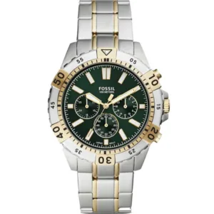 Fossil Men’s Chronograph Quartz Two-tone Stainless Steel Green Dial 44mm Watch FS5622