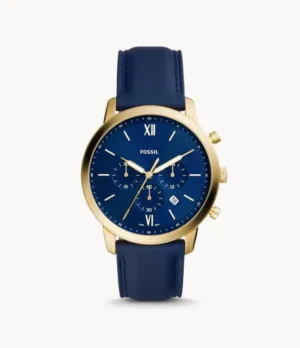 Fossil Men’s Chronograph Quartz Leather Strap Blue Dial 44mm Watch FS5790