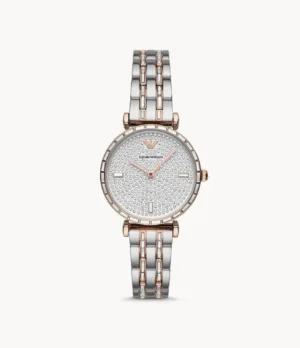 Emporio Armani Women’s Analog Stainless Steel Silver Dial 32mm Watch AR11293